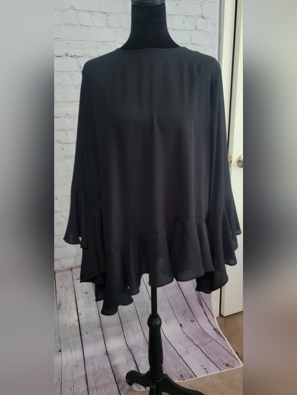 Chico's Black Draped Blouse Size Large